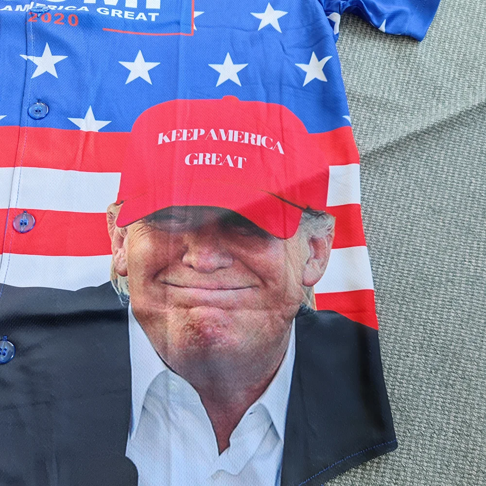 Trillest Donald Trump 45th USA President Printed Blue Baseball Jersey Commemorative Edition