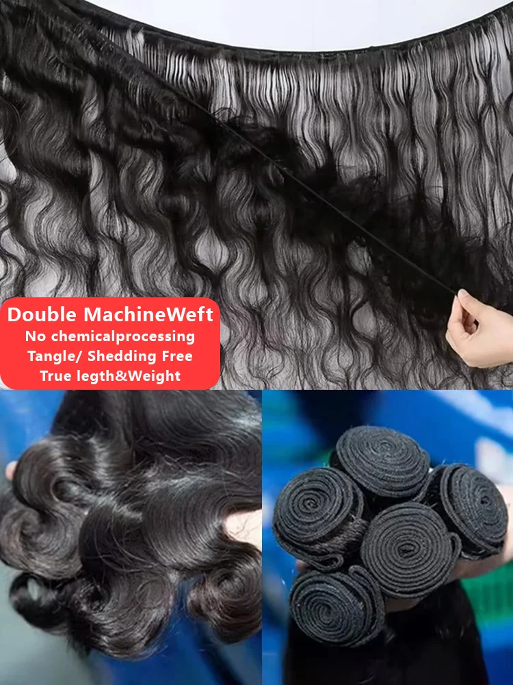 30 32 40 Inch Body Wave 3 4 Bundles Brazilian Remy 100% Unprocessed Raw Virgin Human Hair Wavy Double Bundles Weave Extensions 3