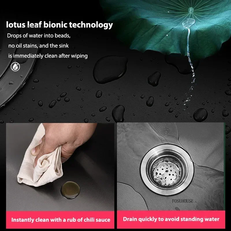 Black Nano Kitchen Sink Round Undermount Single Slot Small Sink 304 Stainless Steel Bar Balcony Washbasin For Kitchen