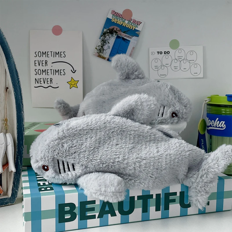 Pencil case Large Capacity Pen Pouch Stationery Storage Box Cute Plush Ocean Shark Portable Cosmetic Bag School Office Supplies