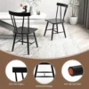 Set of 4 Windsor Chairs, Rubber Wood Dining Chairs with Spindle Back, Wide Seats, Anti-Slip Foot Pads, Max Load 330 Lbs, Armless 5