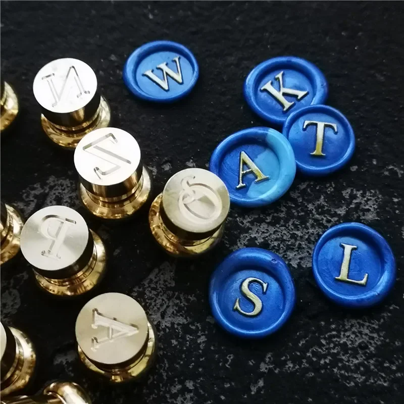 One set Mini wax seal 12mm diameter copper brass stamp head Classic 26 Letter Alphabet Initial Decorative Antique Gifts