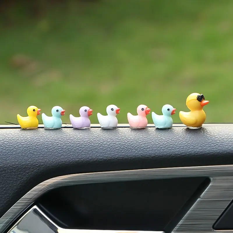 Yellow Ducks Car Decorations 6PCS, Resin Duck Figures Car