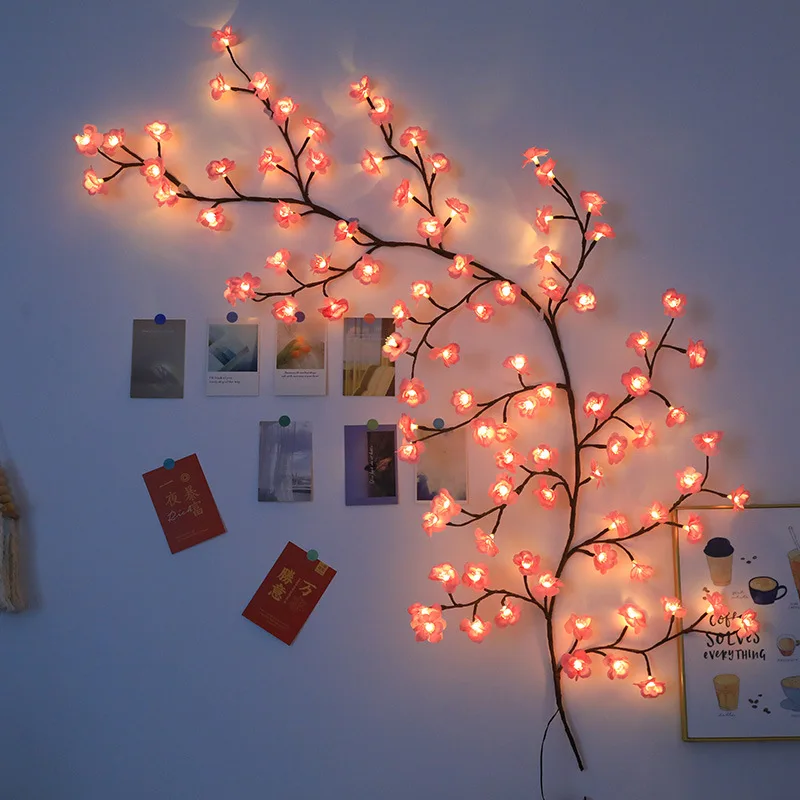 1.8M Cherry LED Tree Branch Light for Wall Cherry Blossom Willow Vine Twig Decor Garland USB 96 LED Light Christmas Decoration