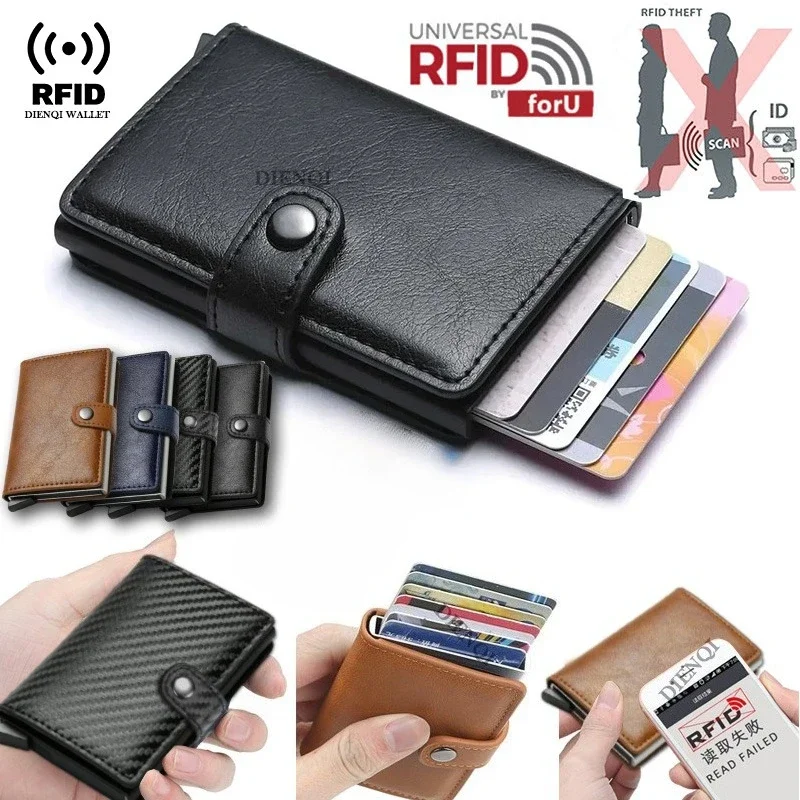 Rfid Credit Card Holder Men Women Luxury Small Smart Wallet Metal Business Mini Cardholder Case