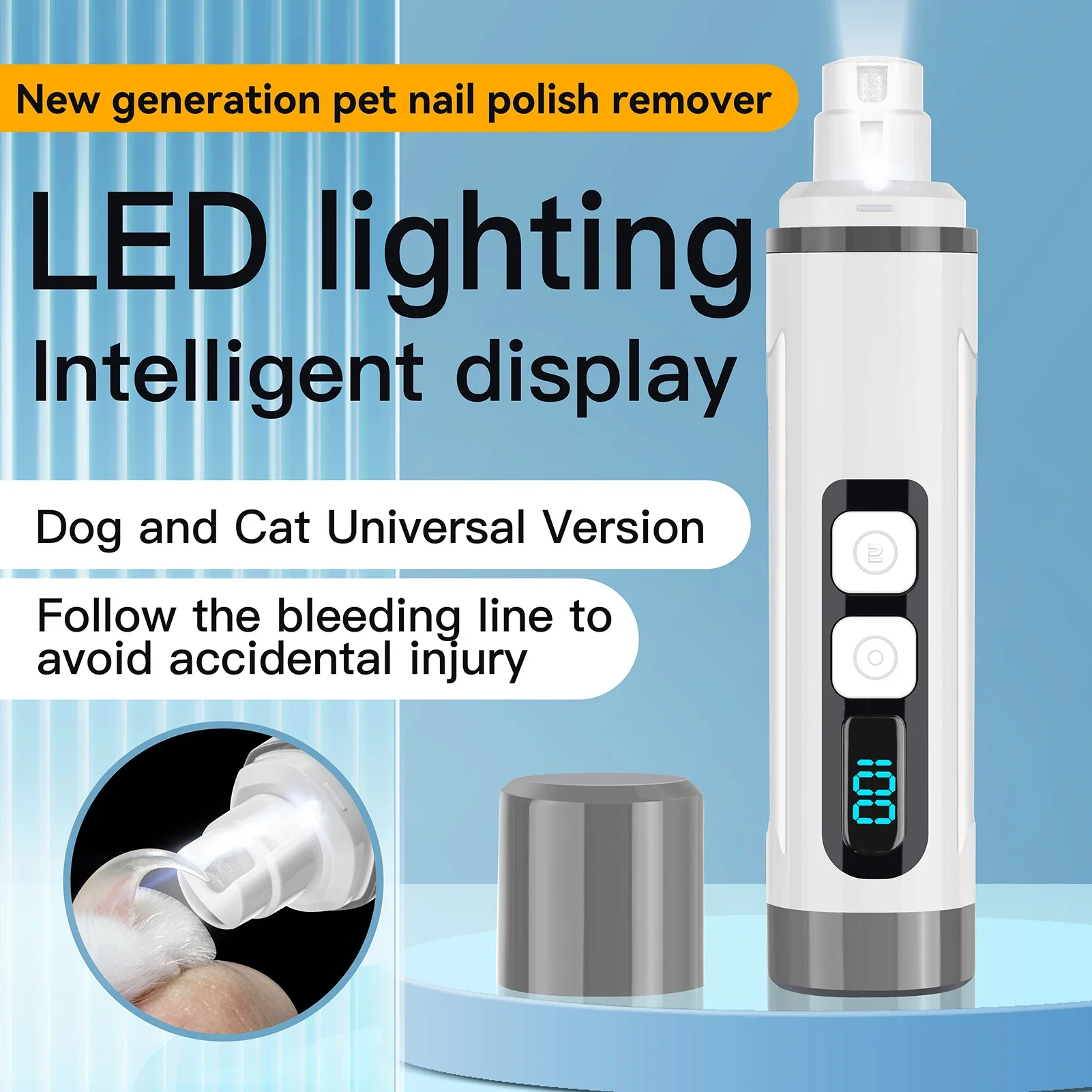 Dog Nail Grinder Speed Electric Rechargeable Pet Nail Trimmer Painless Paws Grooming Smoothing for Small Medium Large Dogs Cat
