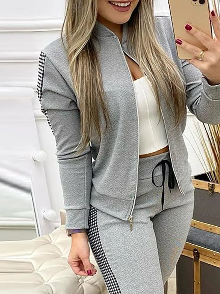 Femmes deux pièces ensemble automne femmes tenues fermeture éclair manches longues haut et pantalon ensembles décontracté Sport costume printemps 2 pièces ensemble femme 1 Femmes deux pièces ensemble automne femmes tenues fermeture éclair manches longues haut et pantalon ensembles décontracté Sport costume printemps 2 pièces ensemble femme 1