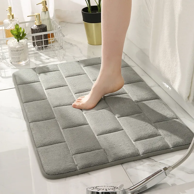 

Soft Bathroom Mat Home Shower Cotton Bath Rug Corridor Coral Fleece Water Absorption Carpet Anti-slip Product Kitchen Floor Pad