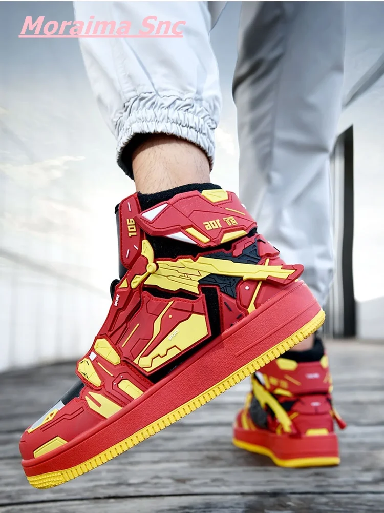 2022 New Brand Leather Couple Men's and Women's Sneakers Casual Side Wings Lace Up Cool Colors Luxury Platform Running Shoes