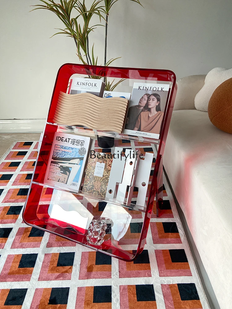 

Acrylic Books and Newspapers Movable Floor Storage Creative Magazine Rack
