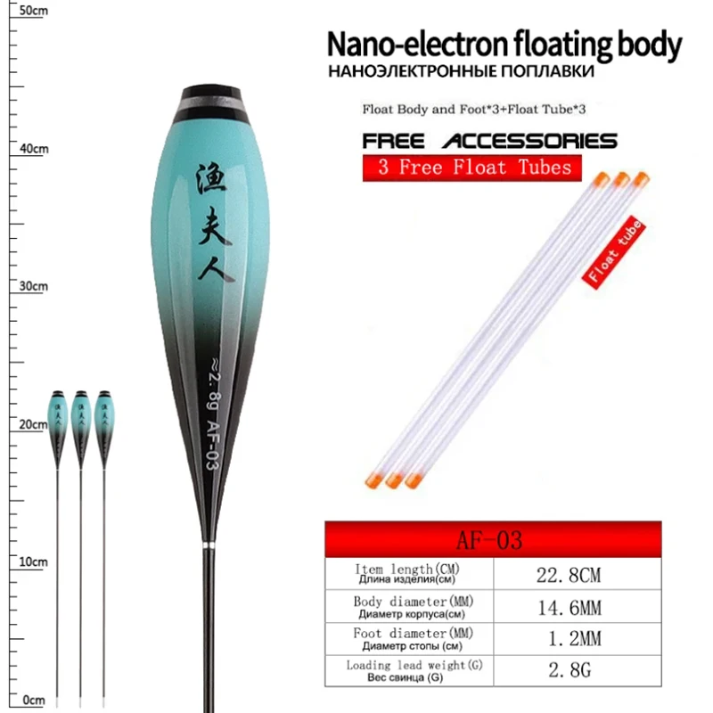 3 Stück Nano-Schwimmerkörper + 3 Stück Leuchtende Röhren ohne Schwanz, CR425 Batterie, Angelzubehör für Ozean, Meer und See – Detail 9