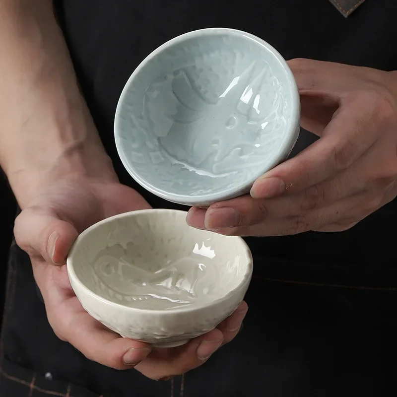 Ceramic Plate Retro Kiln Glaze Dinosaur Plate Barbecue Mini Dipping Dish Sashimi Sushi Soy Sauce Dishes Home Desktop Snack Plate