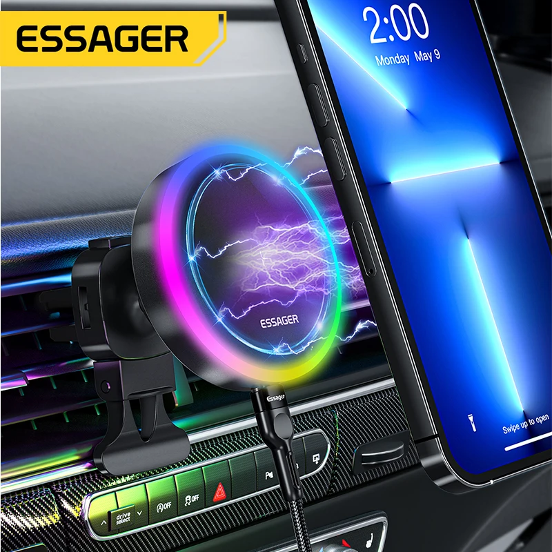 Universal RGB Car Phone Holder Wireless Charger