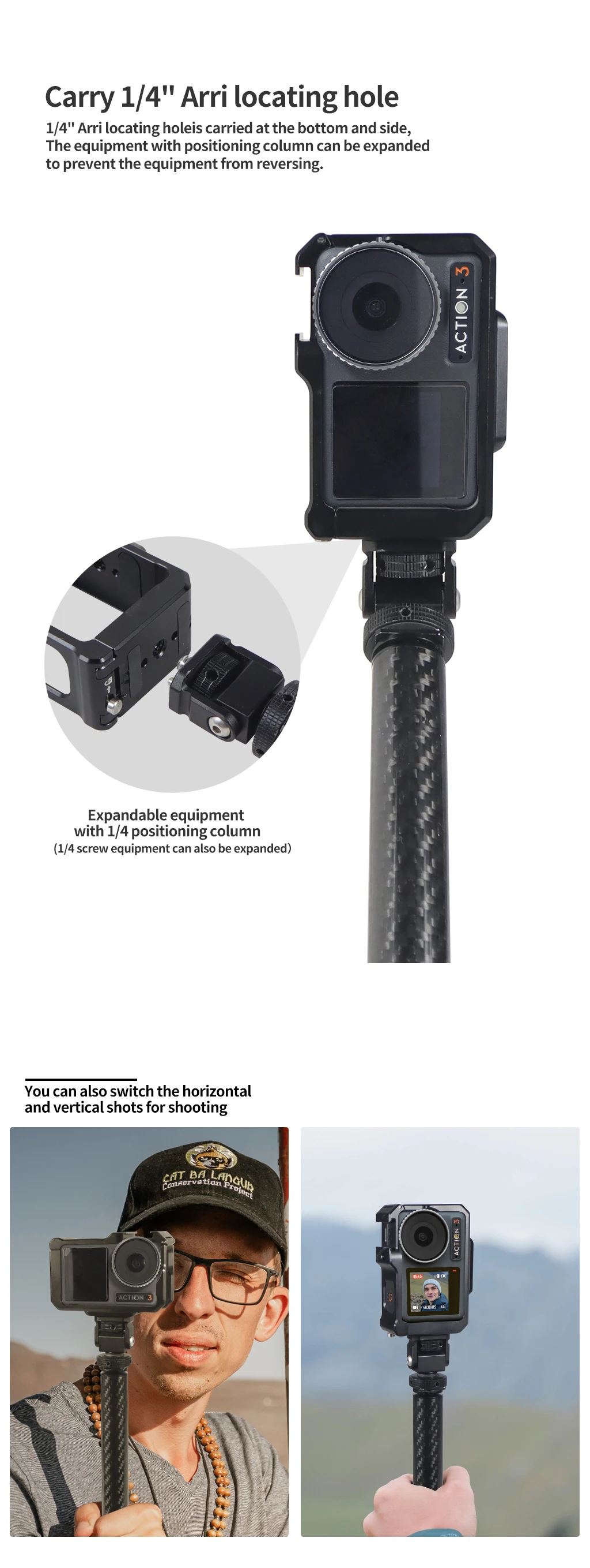 Metallkäfig-Rig, magnetische Grundplatte für DJI OSMO Action 5 Pro 4 3, Schutzrahmengehäuse, erweitern Sie die Kaltschuhhalterung, 1/4 Zoll Stativadapter – Detail 9