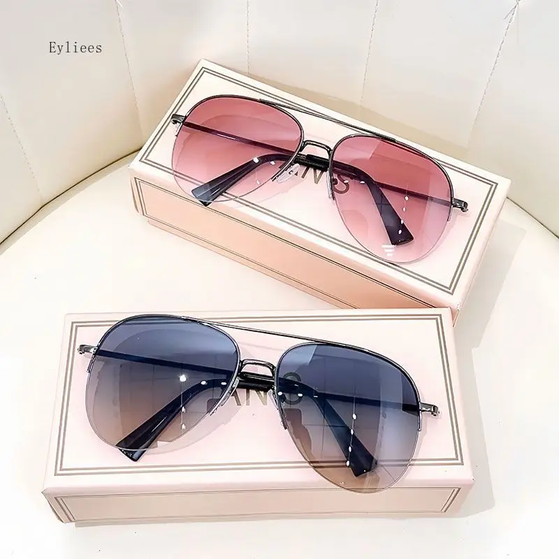 Fashion Gradient Sunglasses for Men Big Frame Pilot Sun Glasses Brand Design Anti-reflective Lunette De Soleil Homme UV400 Polarized Sunglasses