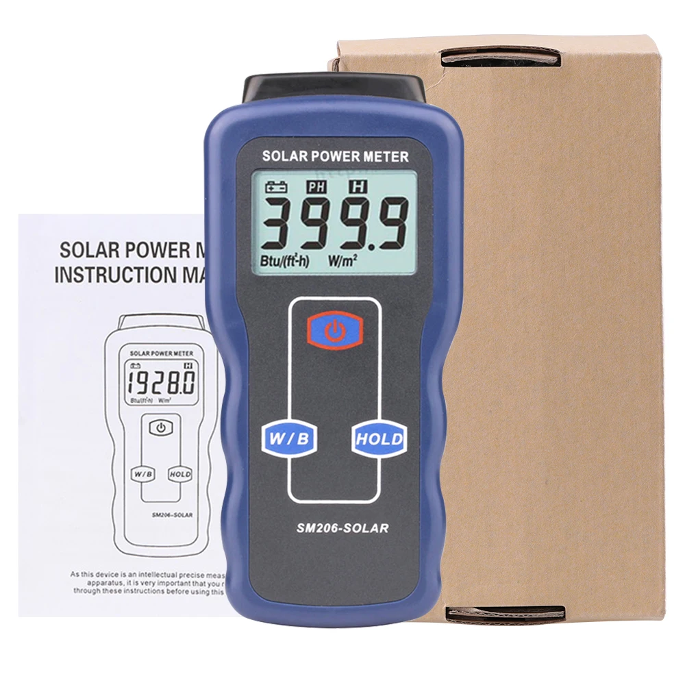 

RZ Solar Power Meter Light Radiation Tester Optical Research Glass Intensity Data Peak Hold SM206