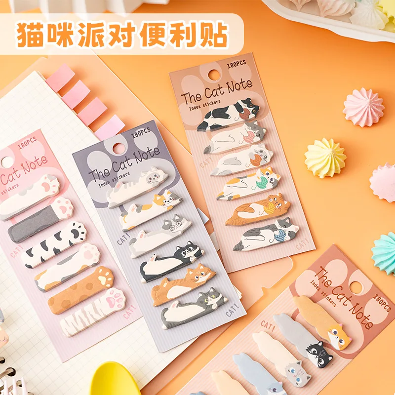 180sheets Kawaii Cat Index Tabs Sticky Notes Cute Cartoon N Times Stickers for Planner & Reading Markers - 3