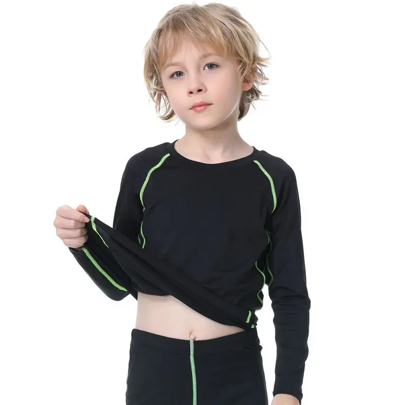 Kids Boys Sports Compression T-shirt Long Sleeved Velvet Sportswear 16 Seb629a8c27954024b7f9b39d32c8faedl