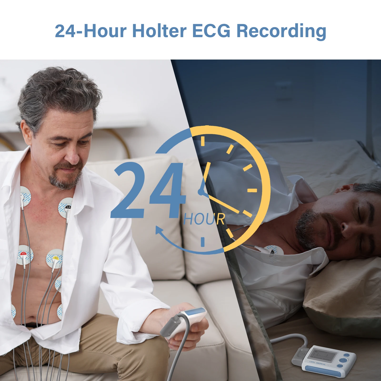 Wellue TH12 12 Lead Holter Recorder Ai Analysis Intelligently Identifies 25 Heart Abnormalities 24-hour Home Ecg Monitoring