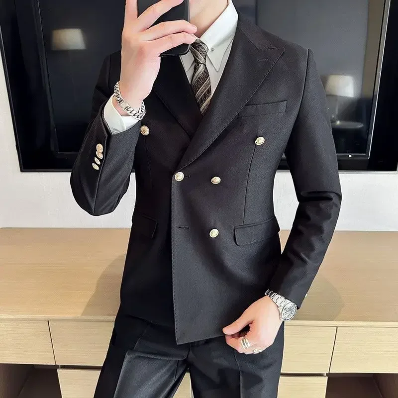 2024 New Blazer Hombre Double-breasted Business Casual Men's Jacket Slim Fit Men's Social Coat Custom Made Suit  L87 2