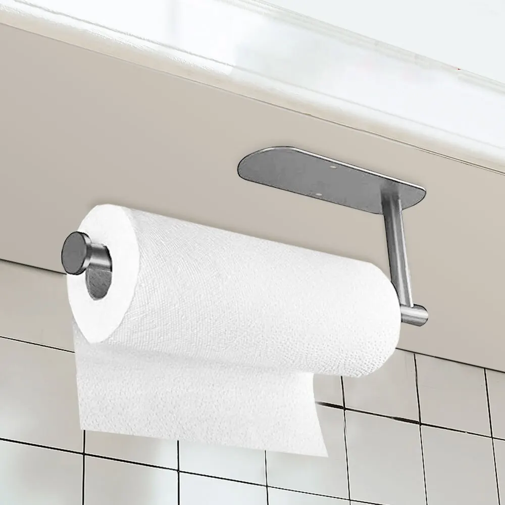 Stainless Steel Silver / Black Paper Towel Wipe Hanging Rack Can Store Cling Film Wipes Roll Paper Rack For The Kitchen Bathroom kitchen storage rack kitchen organizer kitchen organizer rack