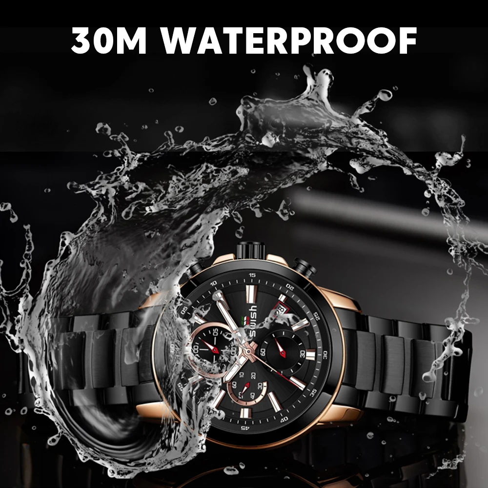 SWISH 2023 NEW Calendar Watch for Men Date Chronograph Clock Fashion Wristwatch Sport Quartz Relogio Masculino Military Steel
