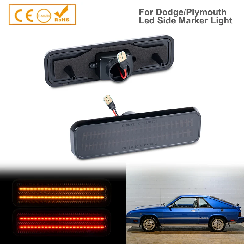 

Smoked Lens LED Front+Rear Side Marker Lights Turn Signal Lamps For Dodge Ram Truck Ram Charger D100 D150 D250 Plymouth Sedan