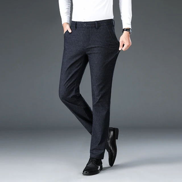 High Quality Autumn Winter Men‘s Suit Pants Dress Pant Business Office Black Blue Elastic Classic Trousers Male Big Size 30-38 3