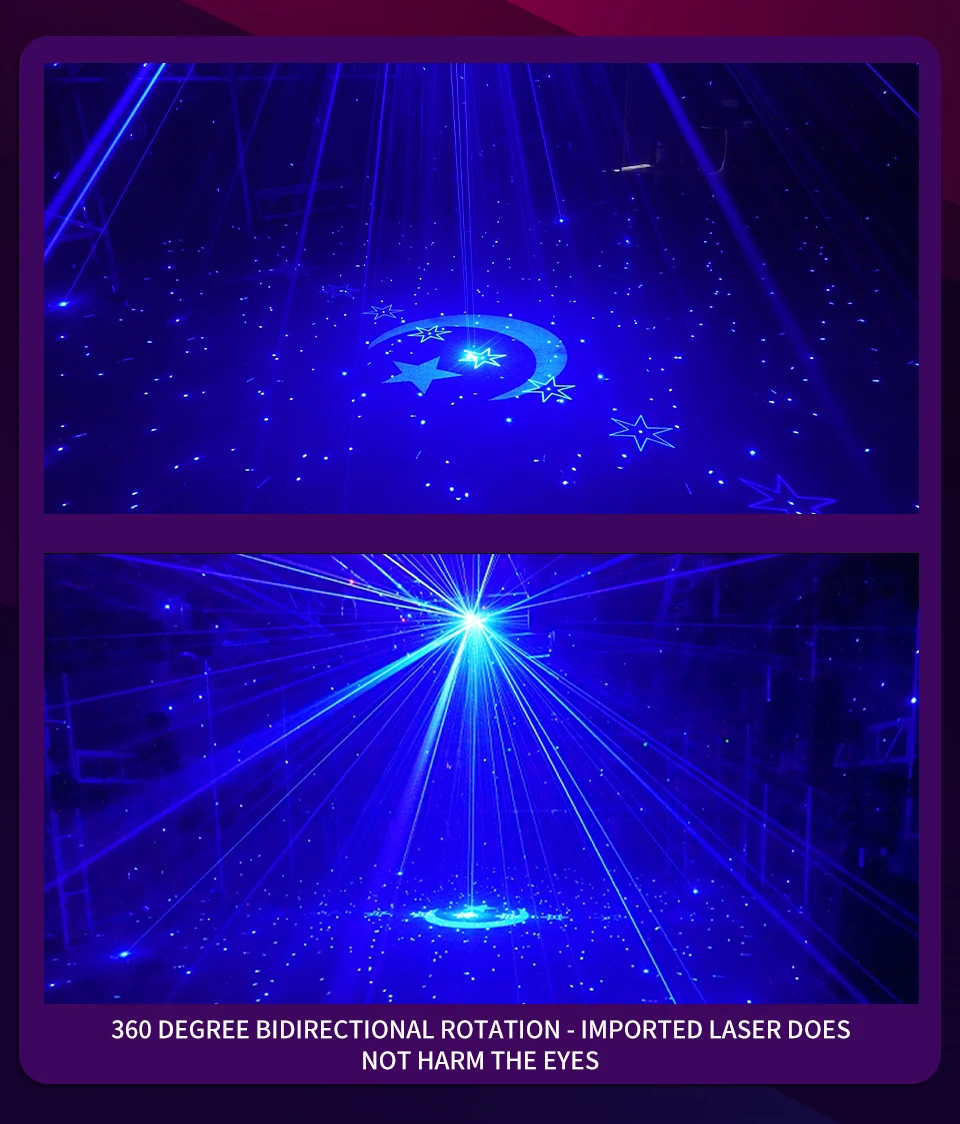 DMX Controller Rotating Bar Star Laser light Full Star Laser Stage Lighting 80W