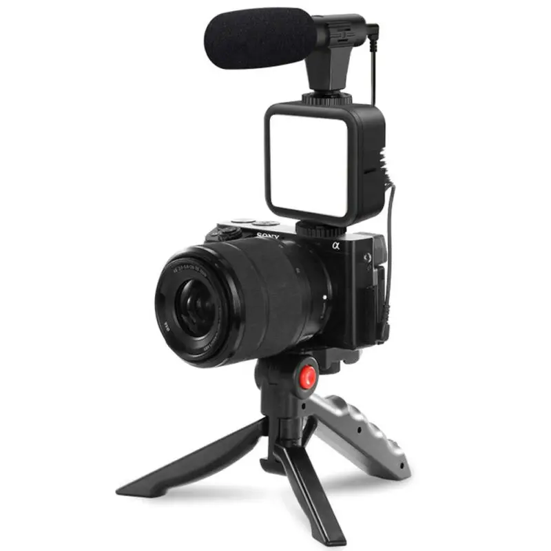 Vlog Camera With Tripod And Microphone Portable Vlogging Kit Video