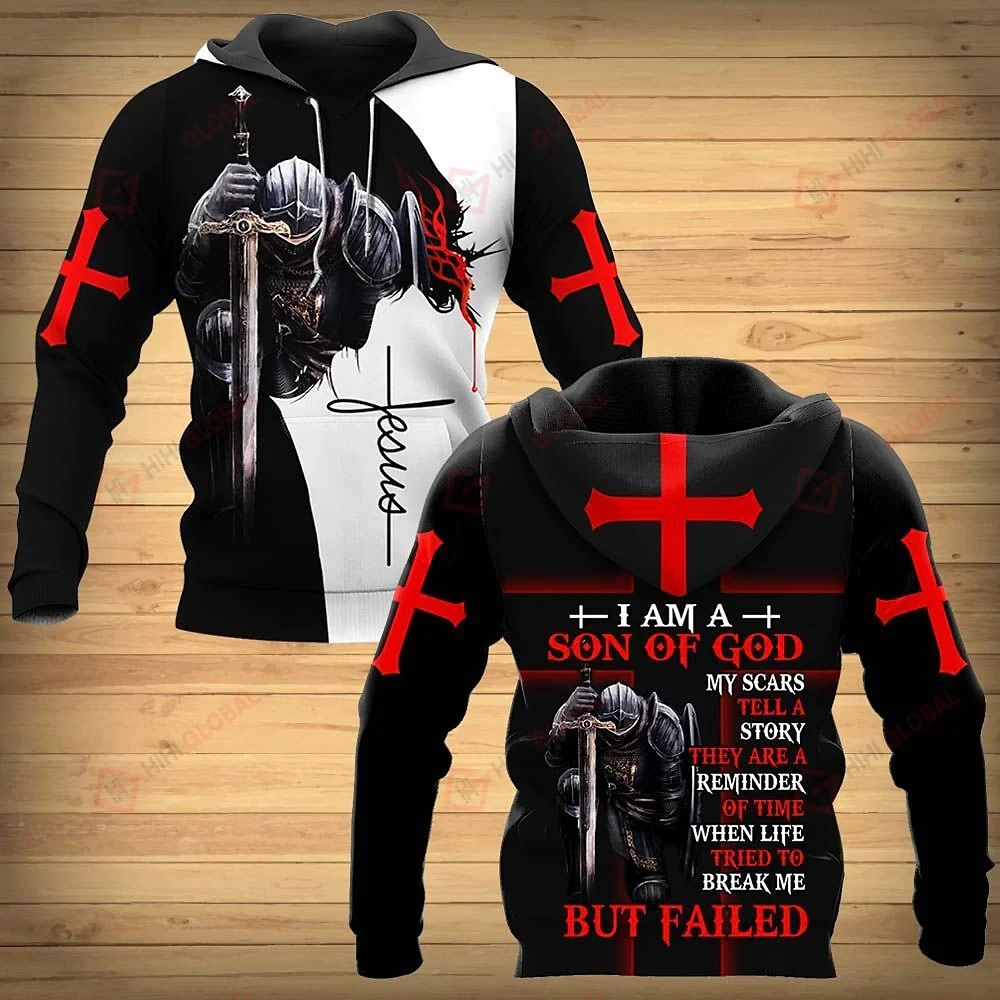 thumbnail image 1 of Sudadera con capucha Caballero Templario Armadura Jesús Dios Guardia Caballero Sudadera con estampado 3D Hombres Mujeres Sudadera con capucha de gran tamaño Niños Jersey Ropa, 1 of 4