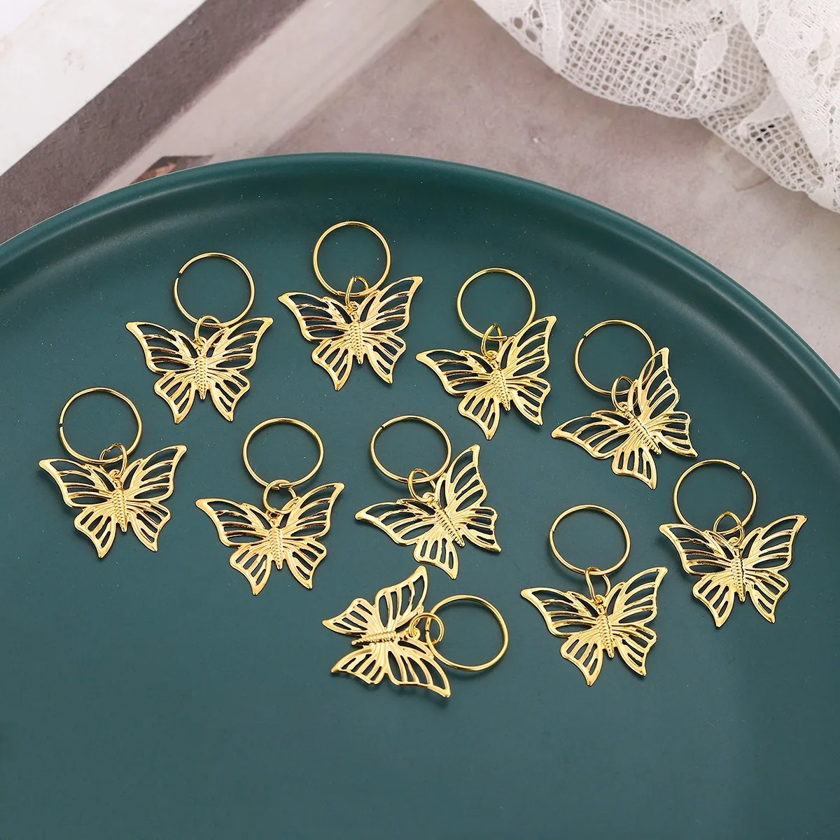 DIY Hair Braid Charms Accessories Dreadlocks Decorative Hollowed-Out Butterfly Hair Pendant Ring Hair Ornaments For Braids 2