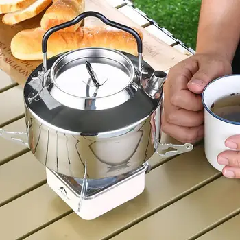 1.2L Camping Water Kettle Lightweight Stainless Steel Teapot Outdoor Tourism Cookware Coffee Pot Hiking Picnic Tableware 3