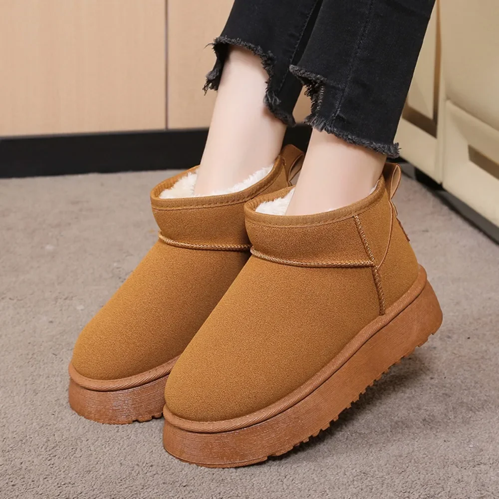 2023 Winter Snow Boots Women's Thick Sole Fur Integrated Short Boots with Plush and Thickened Anti slip and Warm Cotton Shoes