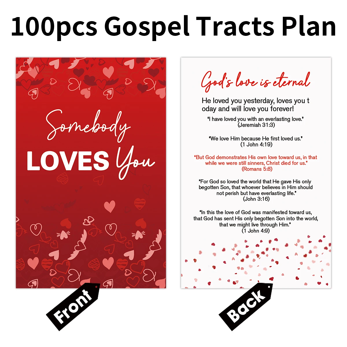 100 Stück rote Evangelium-Tracke-Karten, Plankarten für Gebet, Erlösung, Tracten, christliche Evangelisation, Schrift, Kirche, Pass auf Liebe, Geschenkkarte – Detail 8