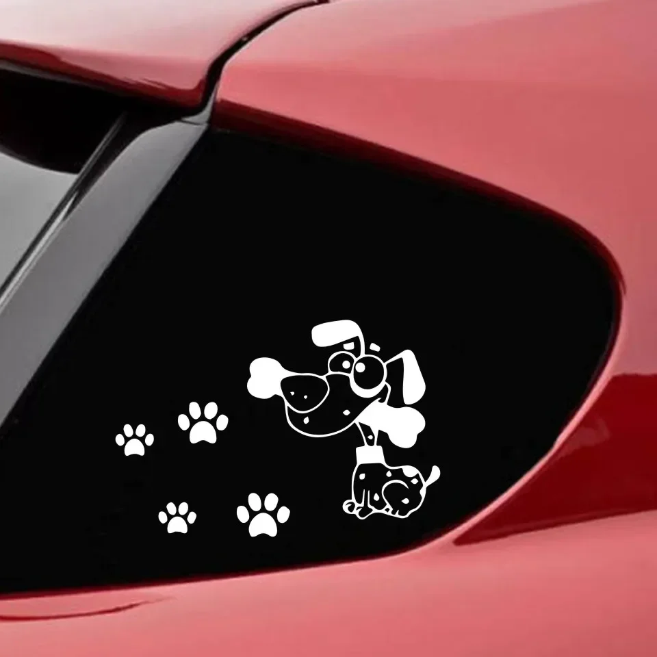 Car Stickers 3D Sticker Cute Dog And Dog Paw Print Car Motorcycles Decoration Reflective Car Styling Custom Sticker14.5cm*11.2cm