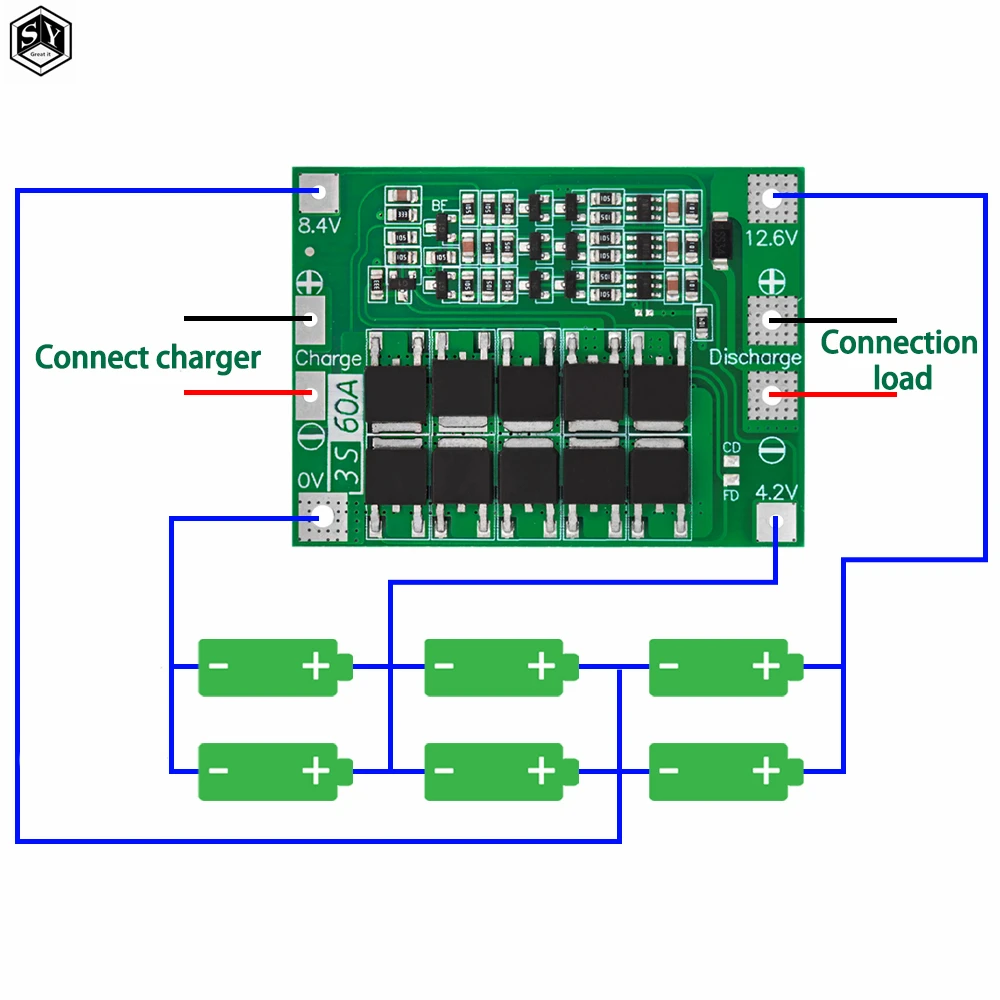 Li-ion Lithium Battery Charger Protection Board 18650 BMS 11.1V 12.6V/14.8V 16.8V For Drill Motor 3S 4S 40A 60A Enhance/Balance