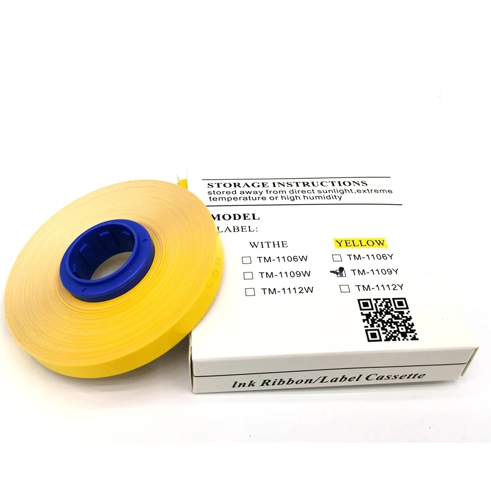 

Label Tape Core TM-1106W 6mm 9mm 12mm×30m For Wire Marker ID Tube Printer MK1100, MK2500, MK2600, M-1PRO 11C Typewriter Sticker