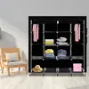 67" Clothes Closet Portable Wardrobe Clothes Storage Rack 12 Shelves 4 Side Pockets Black 1