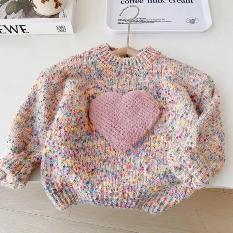 

New Winter Baby Girls Clothes Baby Sweater Toddler Love Knit Sweater Newborn Knitwear Long Sleeve Cotton Baby Pullover Tops 1-6Y