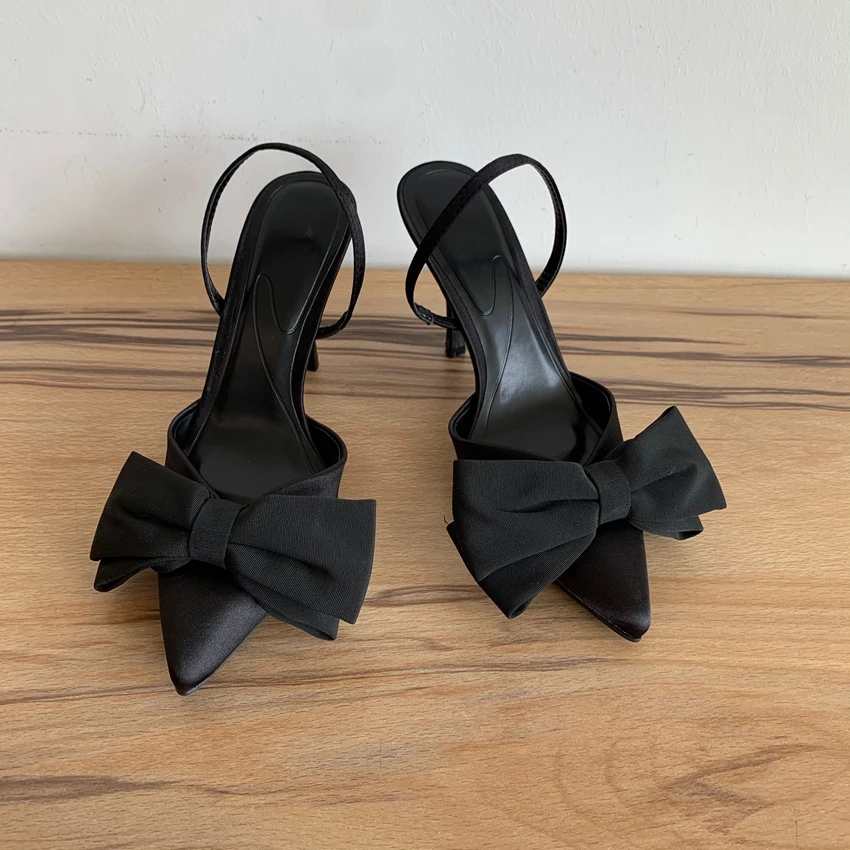 Sexy High Heels Women Bowknot Design Pointed Toe Party Banquet Shoes Fashion Elegant Slingbacks Sandals Woman Zapatos De Mujer