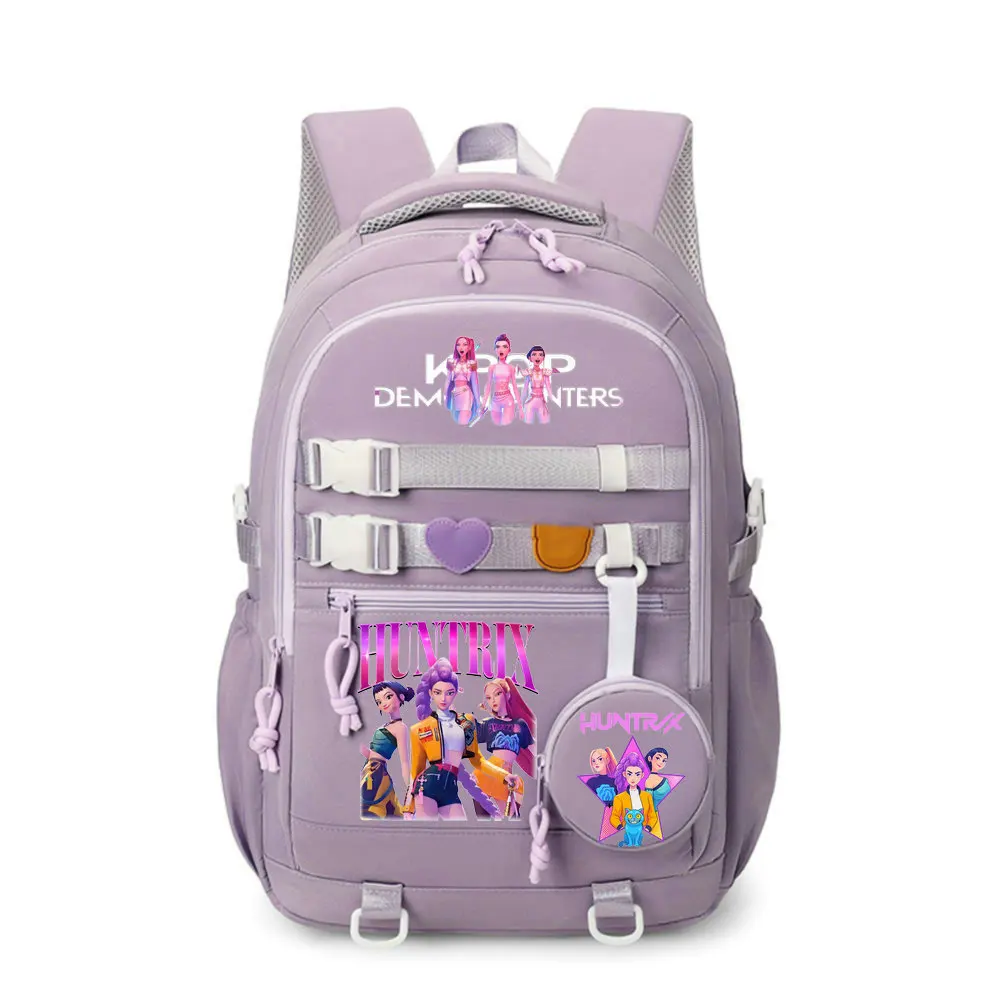 Zaino per bambini di grande capacità, borsa casual per libri, zaino scolastico carino con personaggi anime Kpop Demon Hunter, zaino alla moda con cartoni animati, regalo per bambini - immagine 4