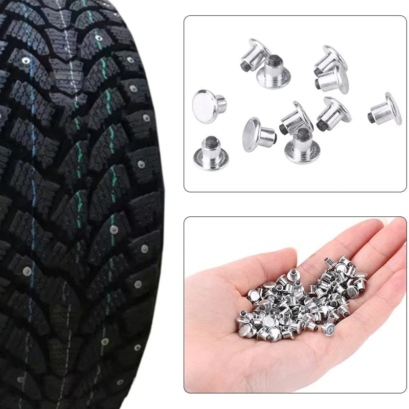 100Pcs Tire Screws Snow Days Safety Studs for Motorcycle Wheel Hiking Shoes Anti-ice Spikes