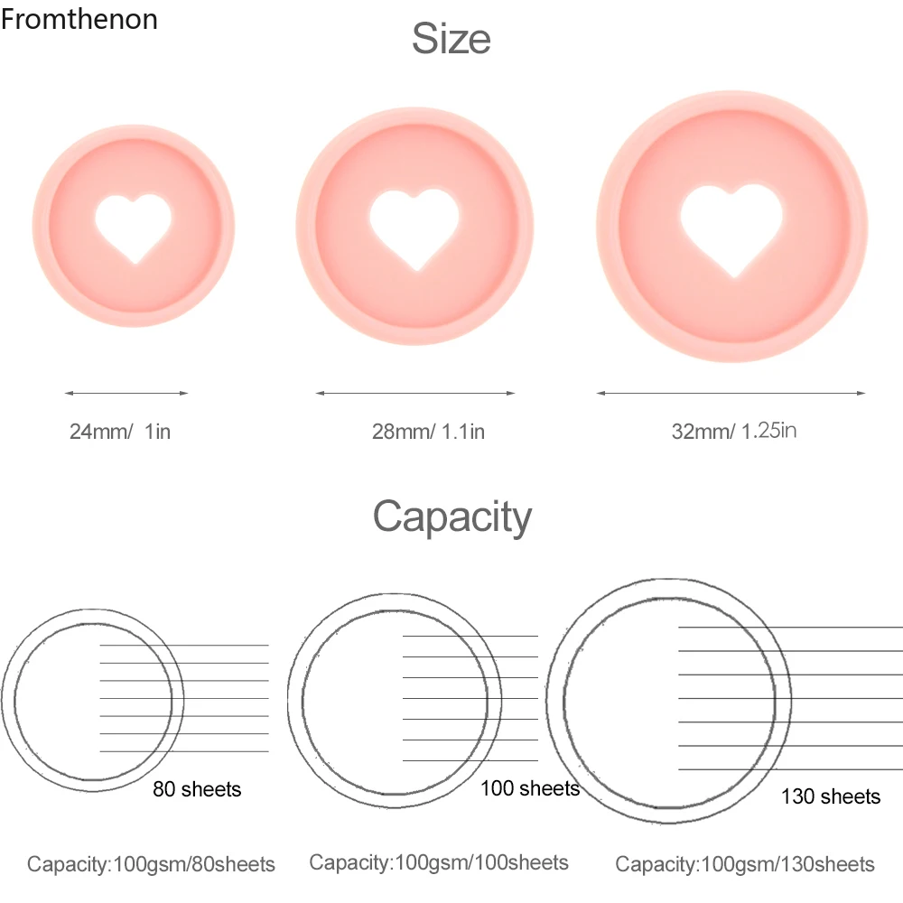 Fromthenon Binder Notebook Plastic Disc Rings 28/32/24mm Macaroon Color Binding Discs In Heart Shape for Mushroom Hole Planner 3