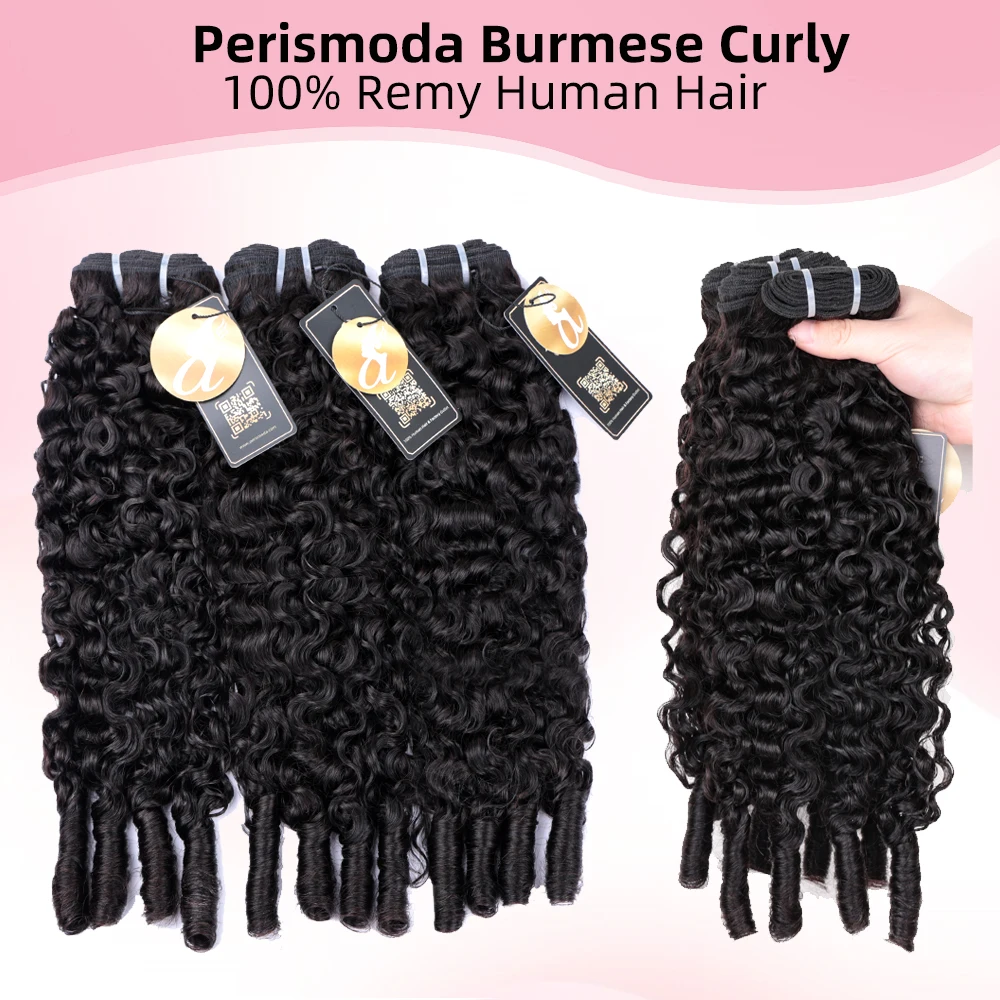 PerisModa 15A Burmese Curly Bundles 100% Human Hair Bundles Pix Curly Bundles Raw Unprocessed Human Hair Extensions 1/3/4 Pcs 2