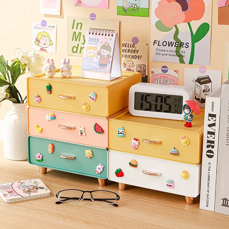 Desktop Organization Box with Drawers for Office Supplies and Makeup