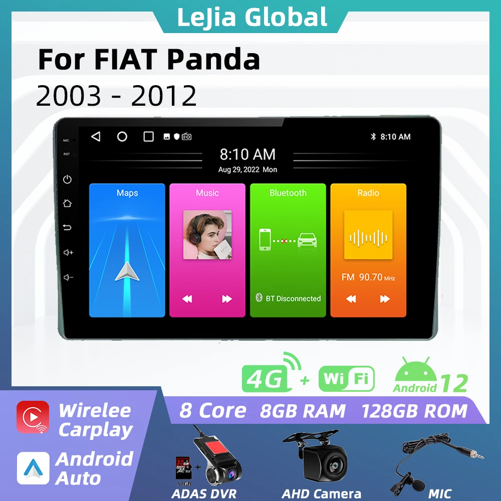 

9" Automotive Multimedia For FIAT Panda 2003 - 2012 New Wirelessly Carplay Android Auto 2 Din Car Radio Screen GPS Navigation