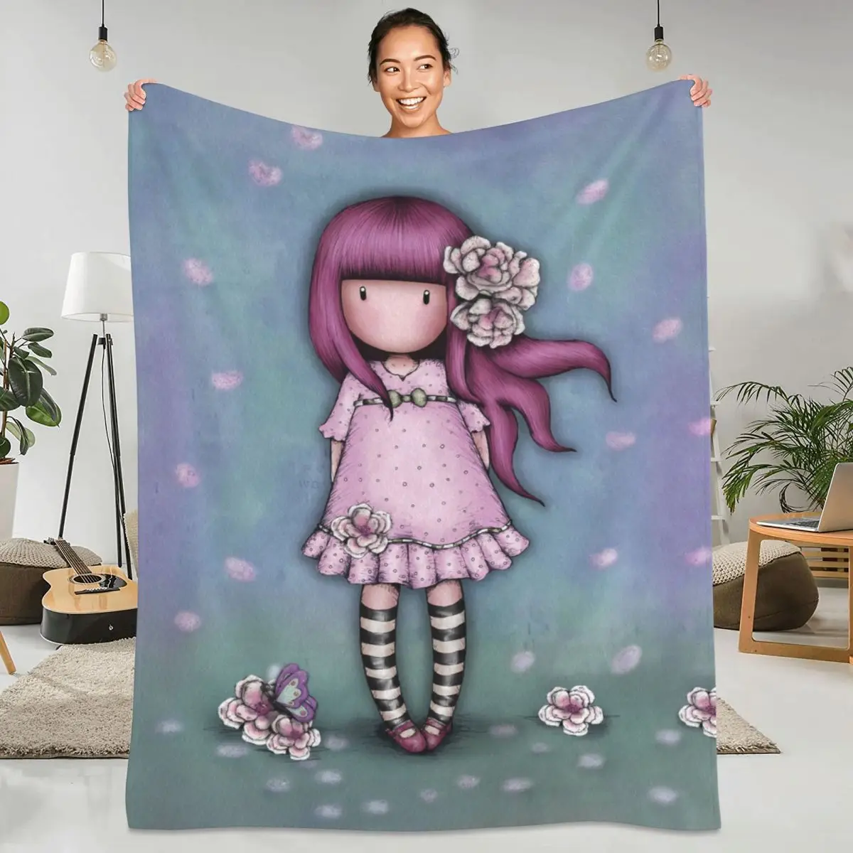 Santoro Gorjuss Print Warm Soft Coperta Cherry Blossom Coperta Da Viaggio Winter Cute Flanella Copriletto Copridivano