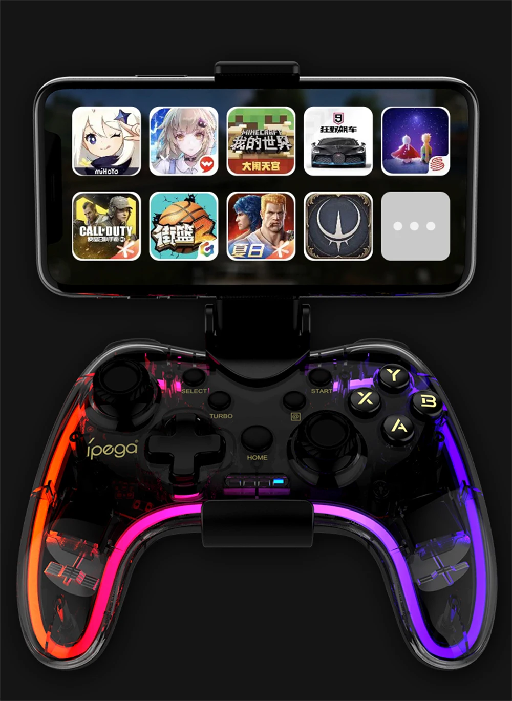 Manette de Jeu Bluetooth Colorée Transparente Ipega-2