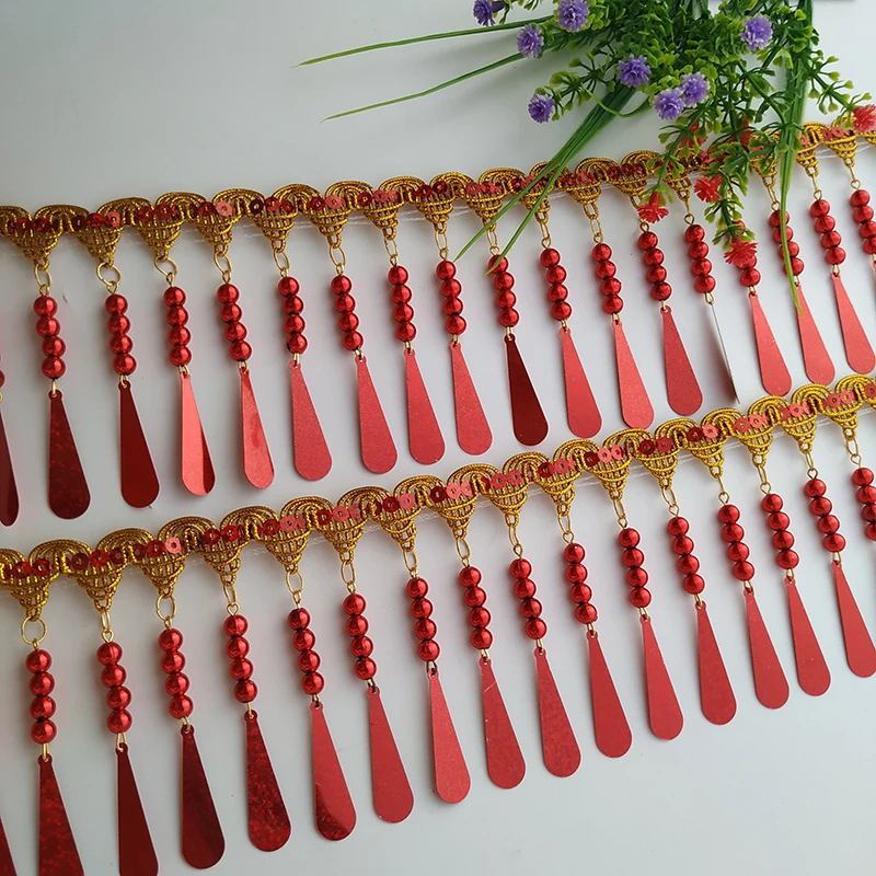 Blue Waterdrop Lurex Long Hanging Strip Stage Performance Costume Accories Lace Trim Hat Decoration Light Decoration Material